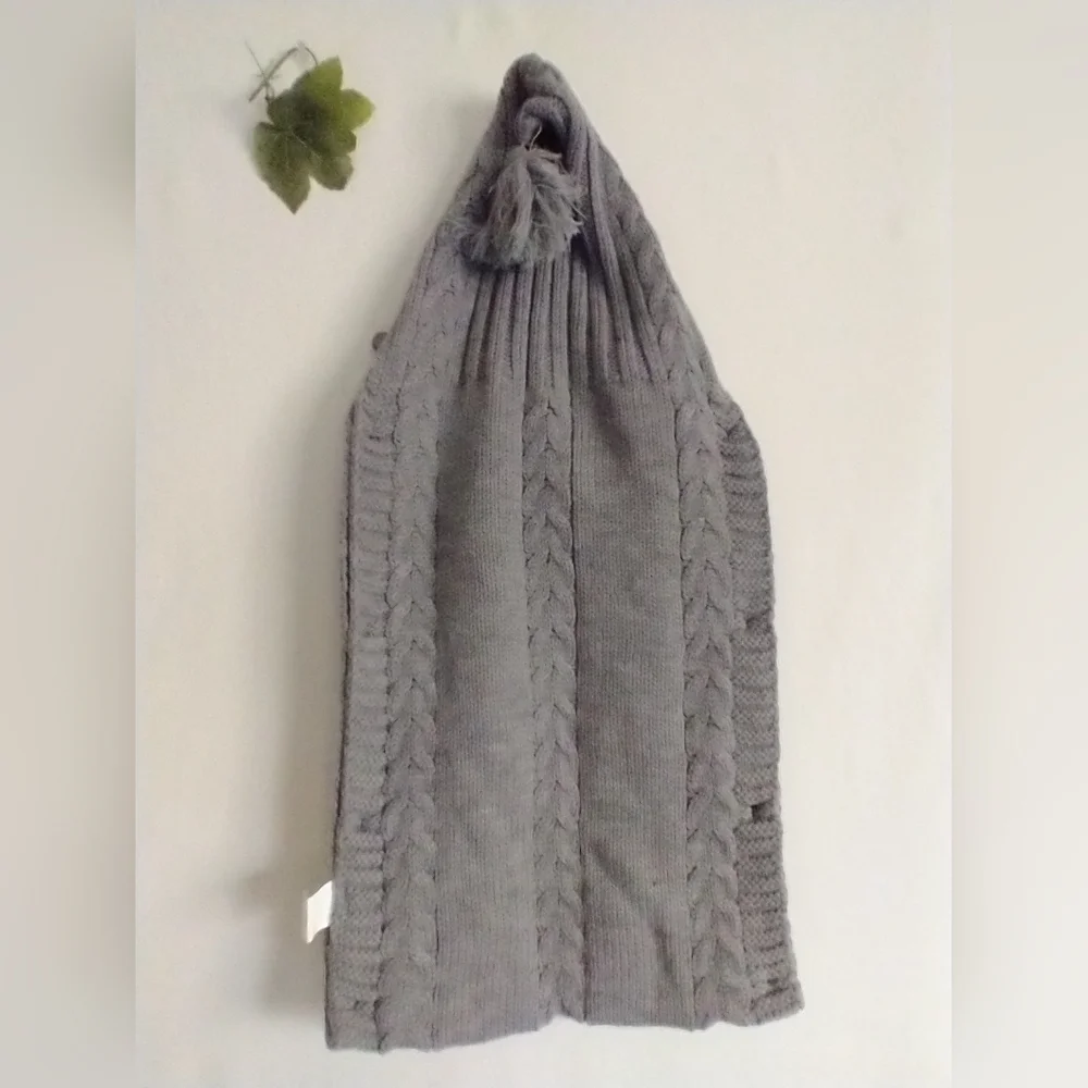 Newborn Baby Swaddle Blanket Knit Classic Preppy Cozy With Hood Gray - Picture 9 of 10